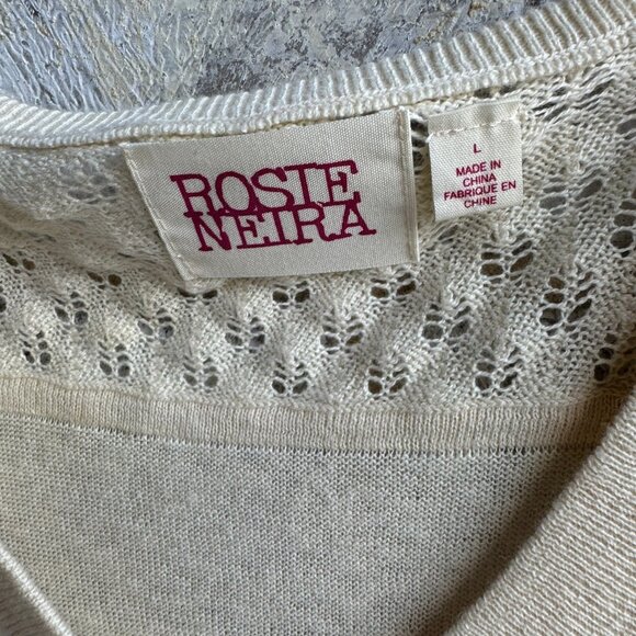 ROSIE NEIRA Long Sleeve V-Neck Wool Blend Sweater Women's Size L. - Picture 3 of 8